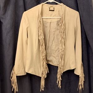 Jou Jou Tan Fringe Suede Jacket